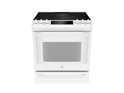 GE Profile White Slide-In Electric Convection Range with Air Fry (6.3 Cu. Ft.) - PCS940DMWW