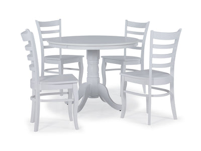 Snow 5-Piece Round Dining Set - White
