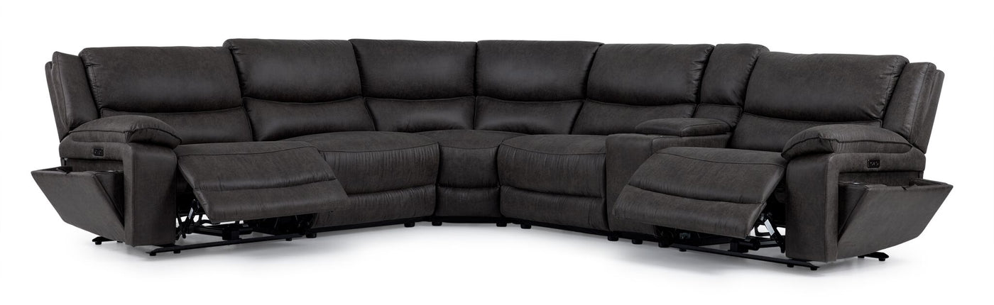 Weston 6-Piece Power Reclining Sectional with Console - Granite