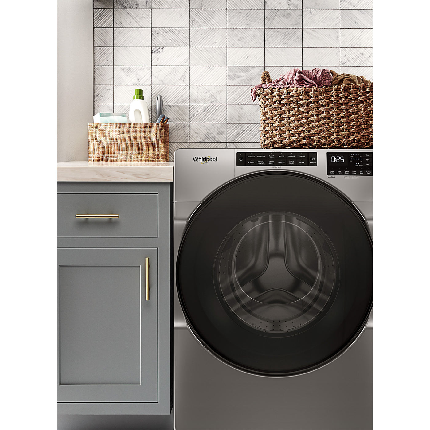 Whirlpool Chrome Shadow Front-Load Washer (5.8 cu. ft.) & Gas Dryer (7.4 cu. ft.) - WFW6605MC/WGD5605MC