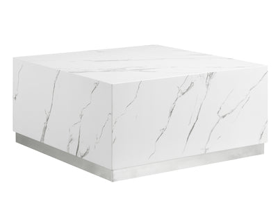 Helios 30" Square Coffee Table - White and Silver