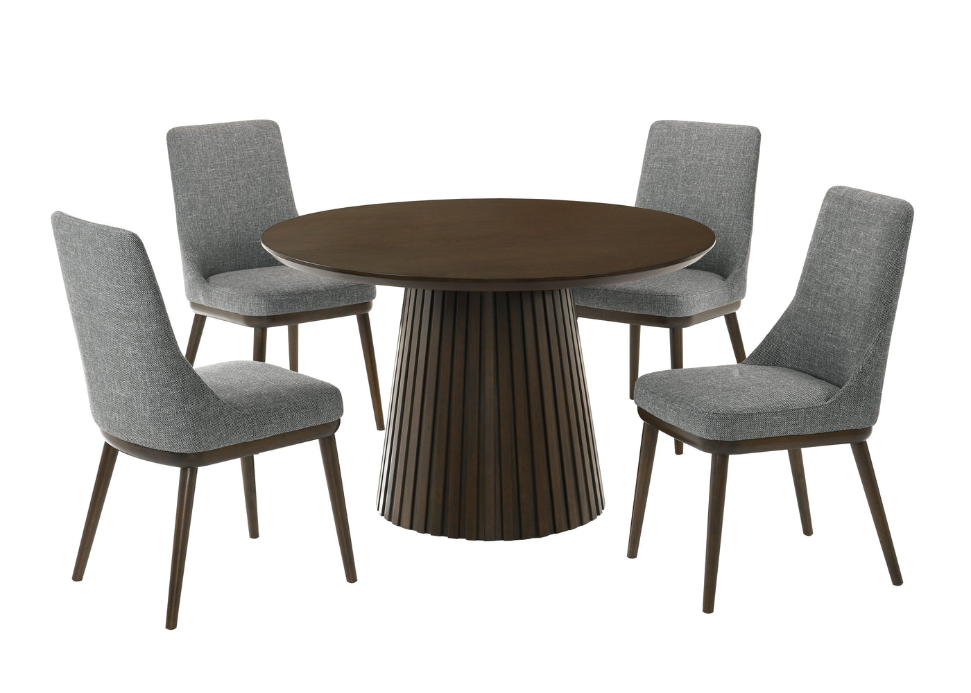 Mikael 5-Piece Round Dining Set - Grey, Weathered Oak