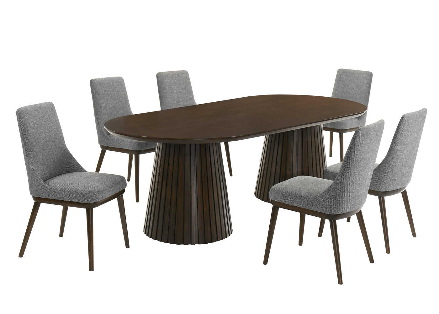 Mikael 7-Piece Oval Dining Set - Grey, Weathered Oak