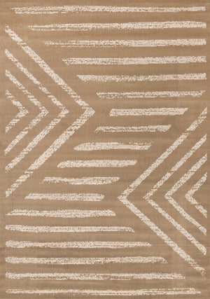 Functional Contemporary Lines Area Rug - Brown Cream - 8' X 11'