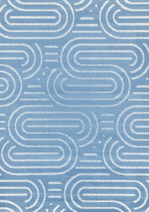 Functional Modern Links Area Rug - Blue Cream - 8' X 11'