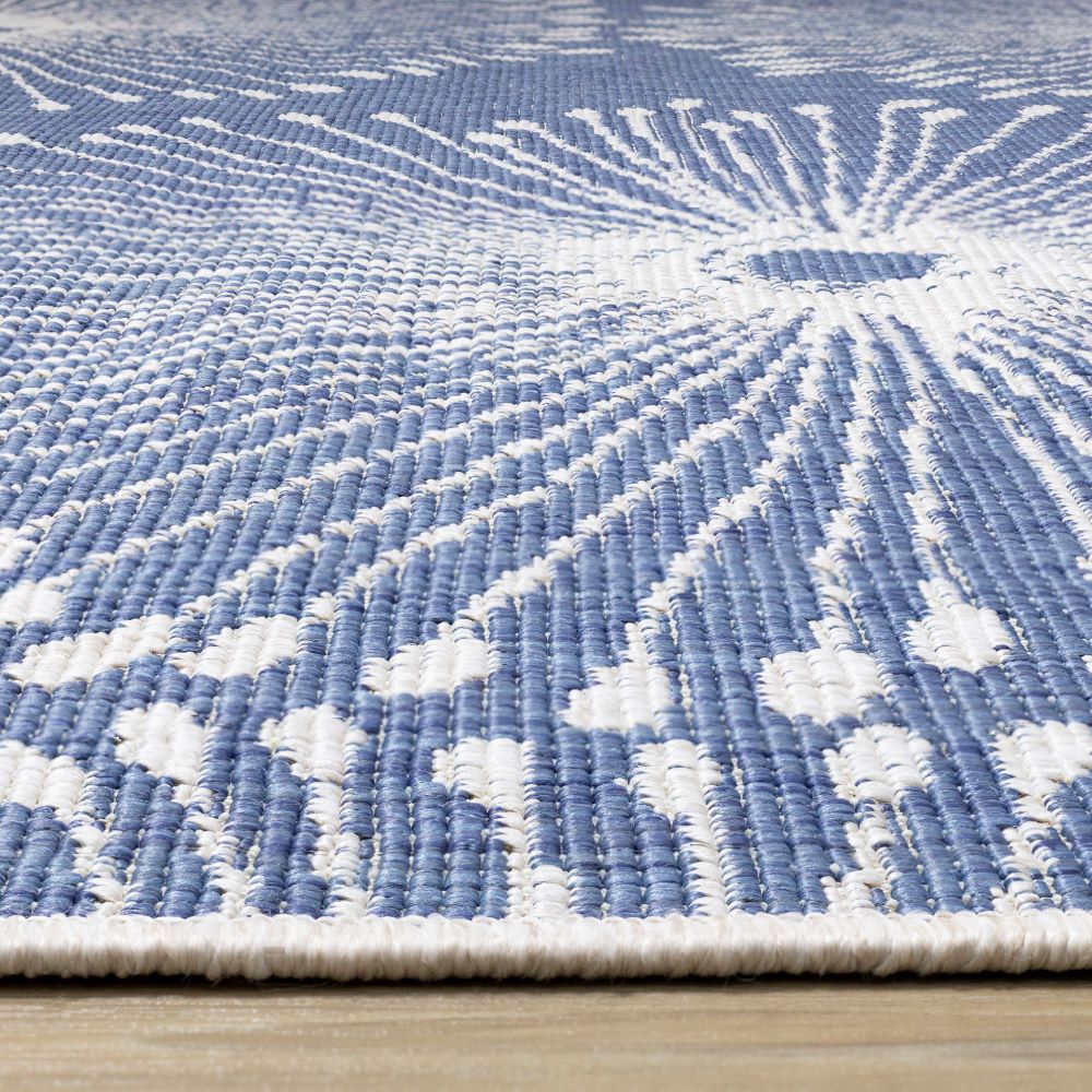 Summer Breeze 5'3" x 7'7" Outdoor Reversible Dandelion Wish Rug - Blue, White