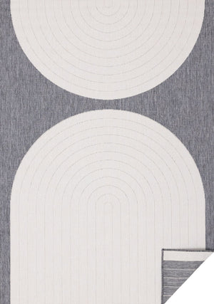 Summer Breeze 6'7" x 9'6" Outdoor Rug Double Arches - Grey, White