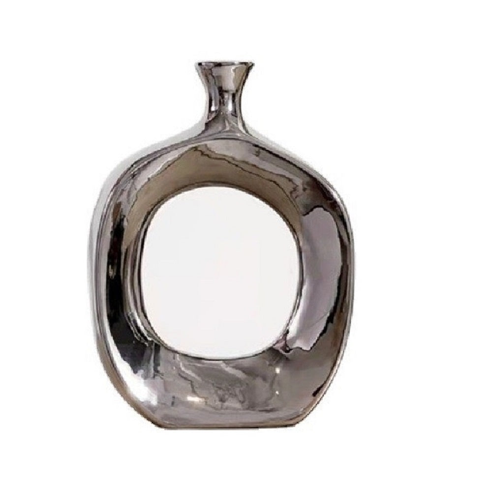 Fresh Perspective Shiny Silver Small Vase -Silver