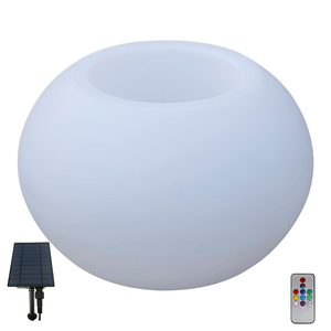 Summer Breeze Outdoor Solar Round Planter with LED Lighting