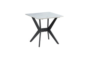 Kalani End Table - White Sintered Stone & Black Metal