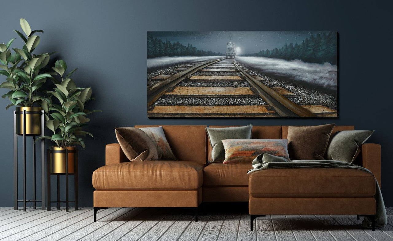 Night Tracks Wall Art - Brown/Green - 71 X 32