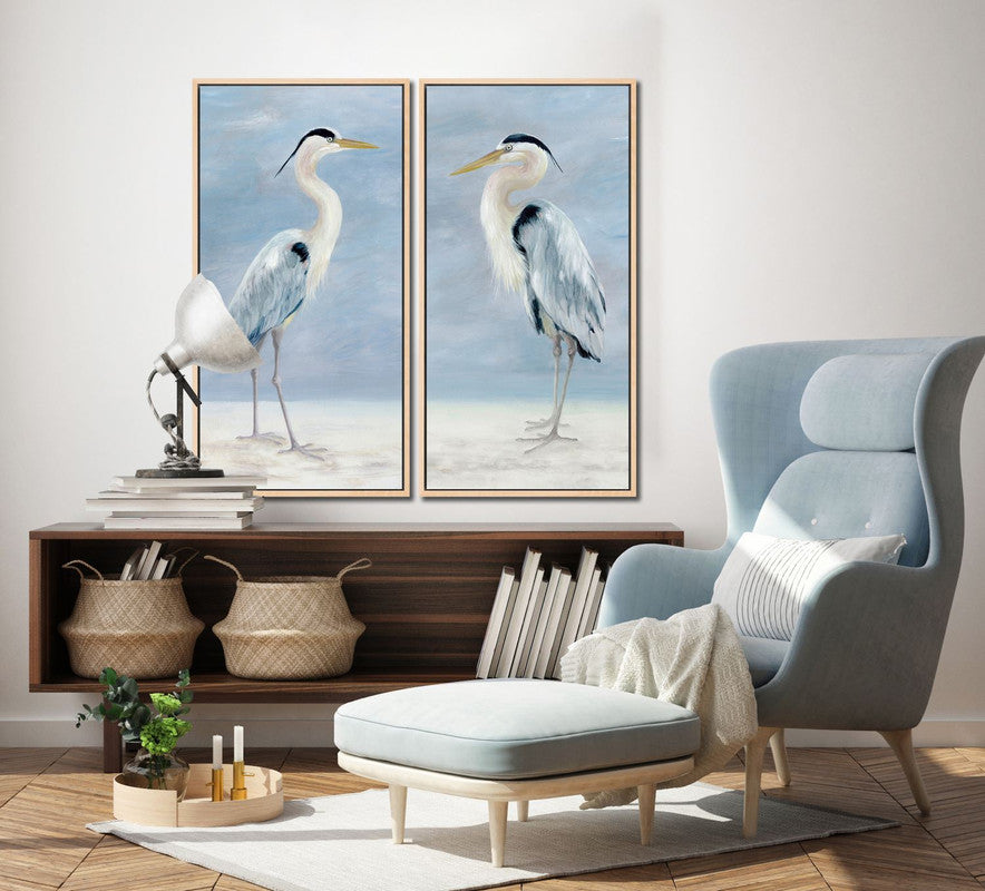 Proud Bird II Wall Art - Blue/White - 19 X 37