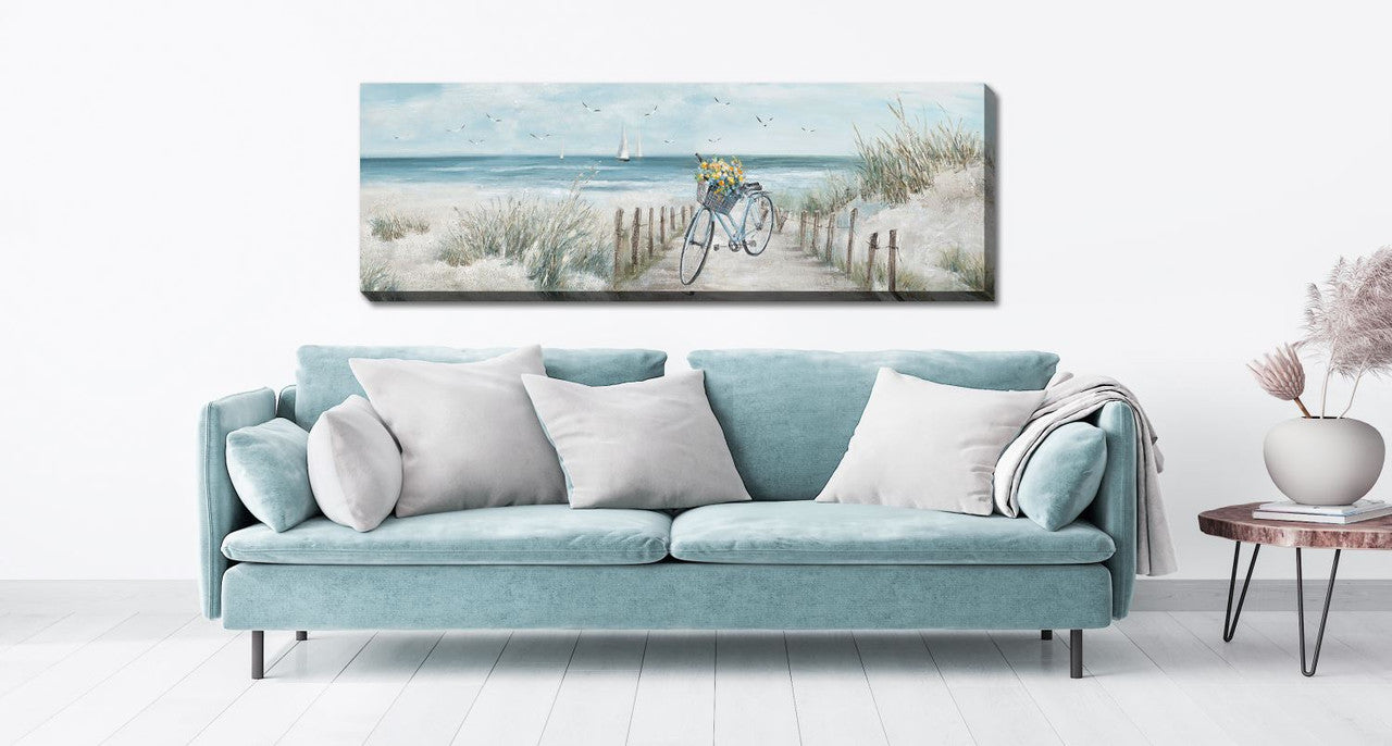 Coastal Ride Wall Art - Blue/White - 60 X 20