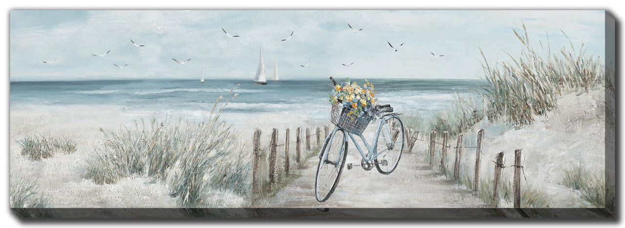 Coastal Ride Wall Art - Blue/White - 60 X 20