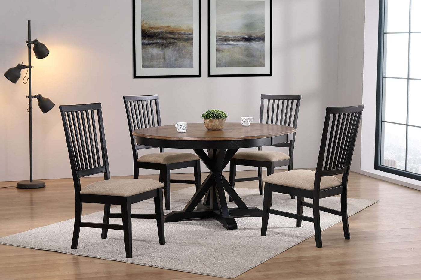 Barrie Extendable Round Dining Table - Brown, Black