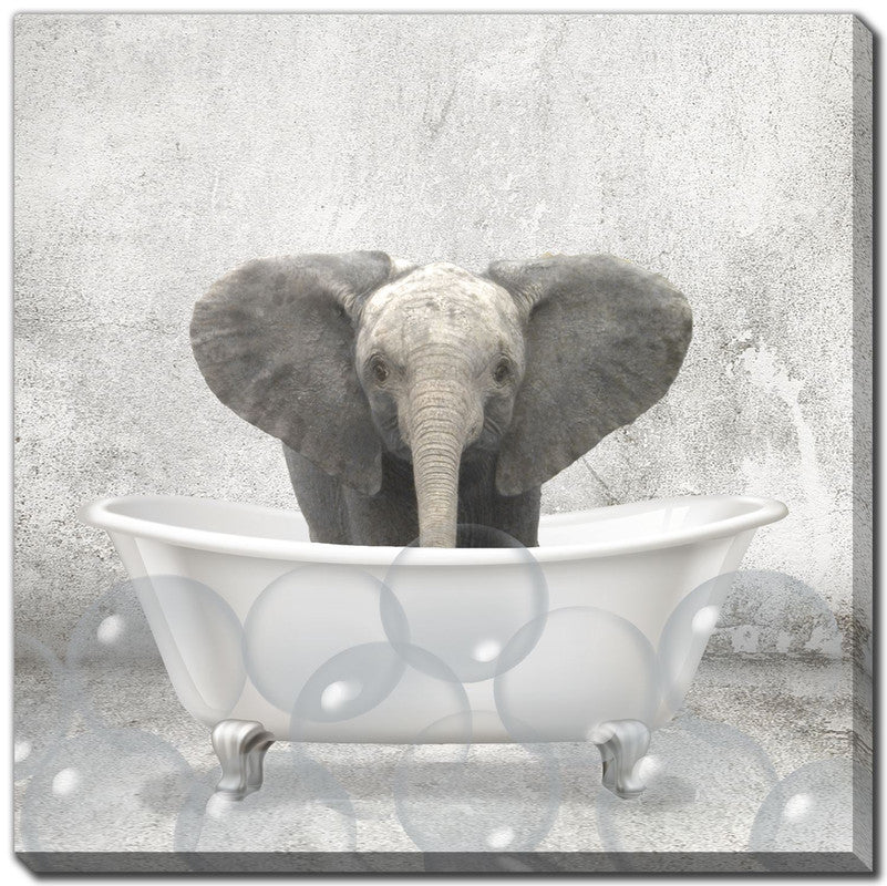 Bathtime Friends II Wall Art - Grey/White - 18 X 18