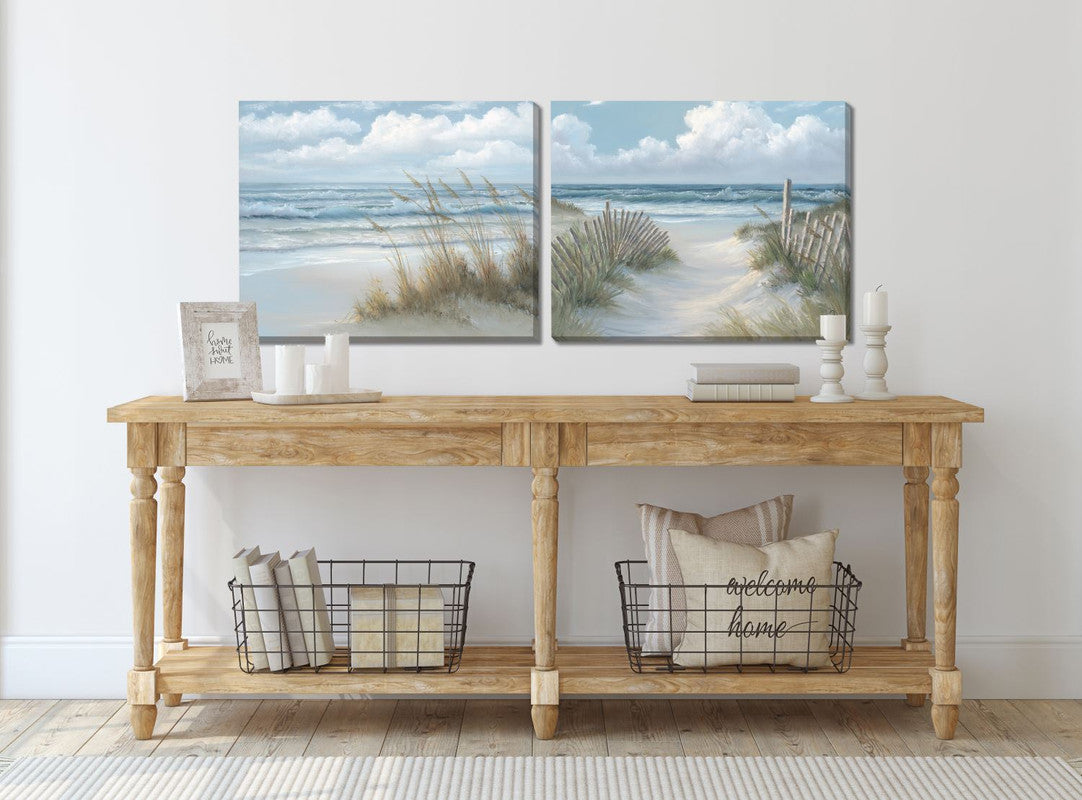 Seaside Grains Wall Art - Blue/White - 20 X 16