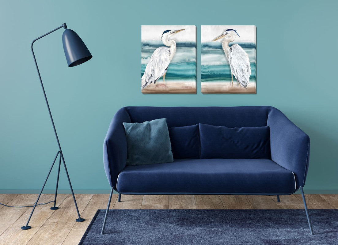 Shoreside Heron I Wall Art - White/Teal - 16 X 20