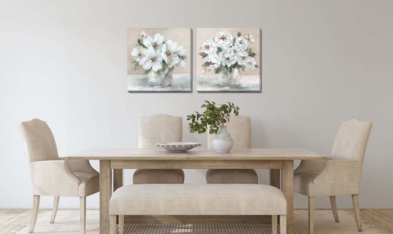 Vase of Flowers II Wall Art - White/Green - 24 X 24