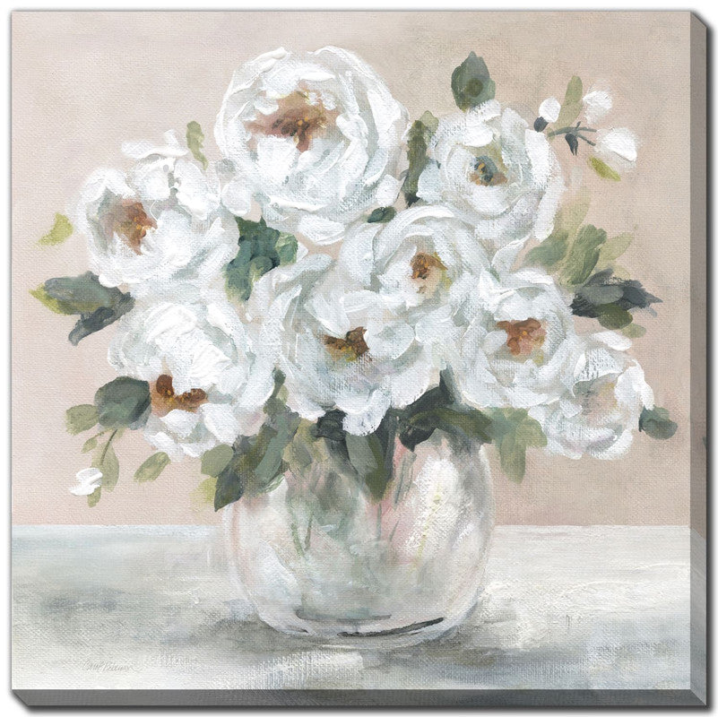 Vase of Flowers II Wall Art - White/Green - 24 X 24