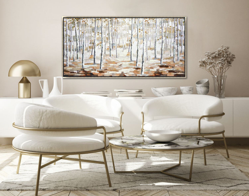 Autumn Forest Wall Art - Light Brown/White - 57 X 29