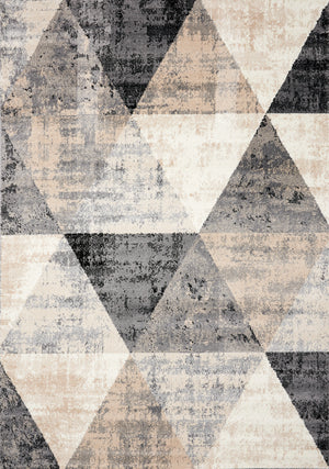 Stone Prism 6'7" x 9'7" Triangle Shapes Area Rug - Cream, Beige