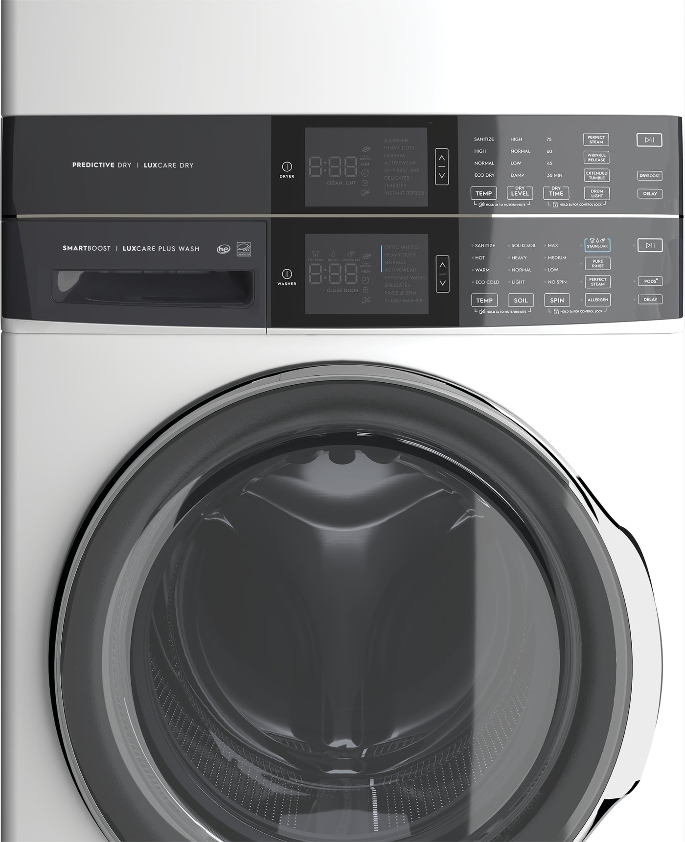 Electrolux White Laundry Tower with SmartBoost® Washer (5.2 Cu.Ft) & Electric Dryer (8 Cu.Ft) - ELTE760CAW