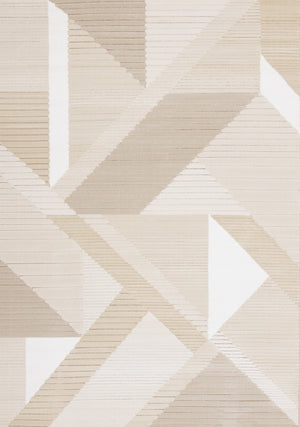 Sandstone Plains 6'7" x 9'6" Elegant Contemporary Geometric Pattern Area Rug - Cream