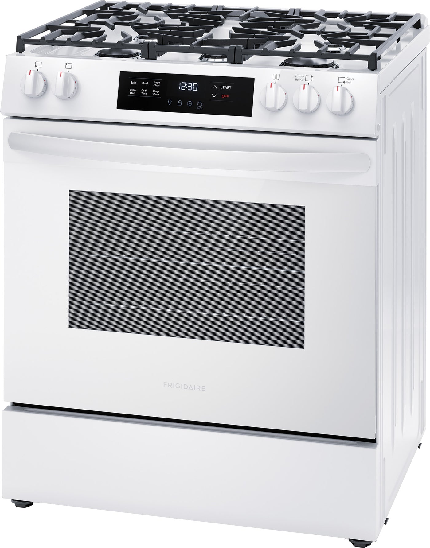 Frigidaire White 30'' Front Control Gas Range (5.1 Cu. Ft) - FCFG3062AW