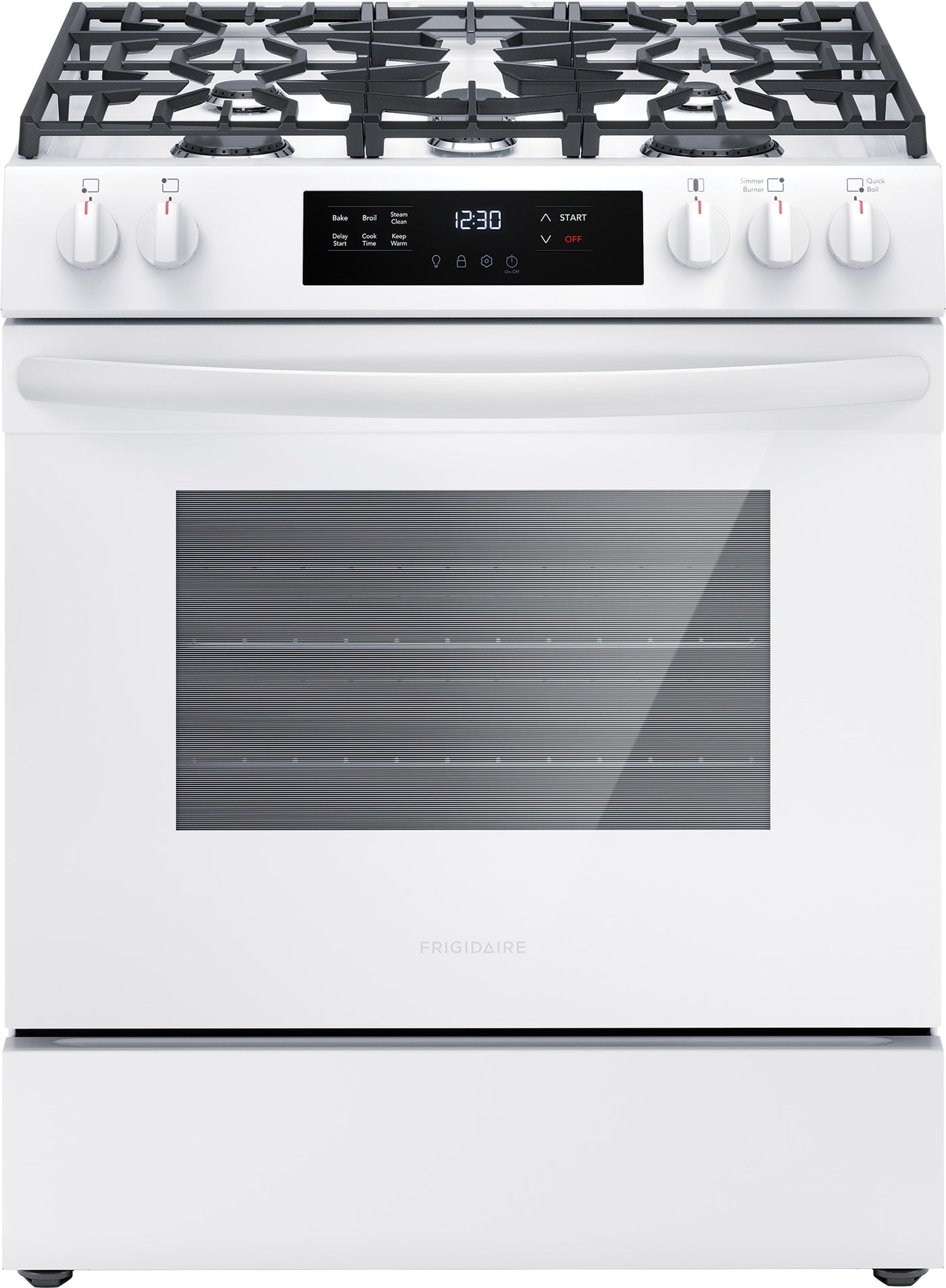 Frigidaire White 30'' Front Control Gas Range (5.1 Cu. Ft) - FCFG3062AW