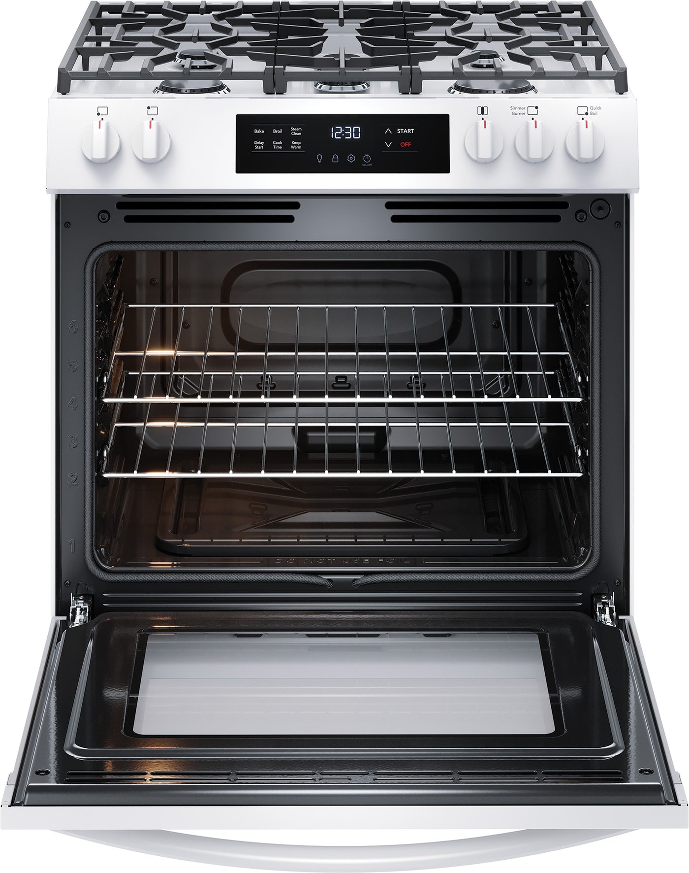 Frigidaire White 30'' Front Control Gas Range (5.1 Cu. Ft) - FCFG3062AW