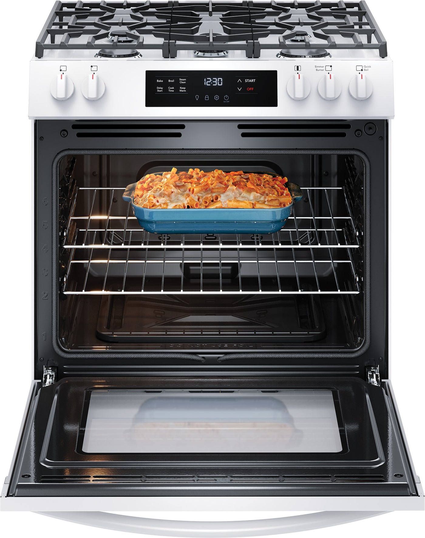 Frigidaire White 30'' Front Control Gas Range (5.1 Cu. Ft) - FCFG3062AW