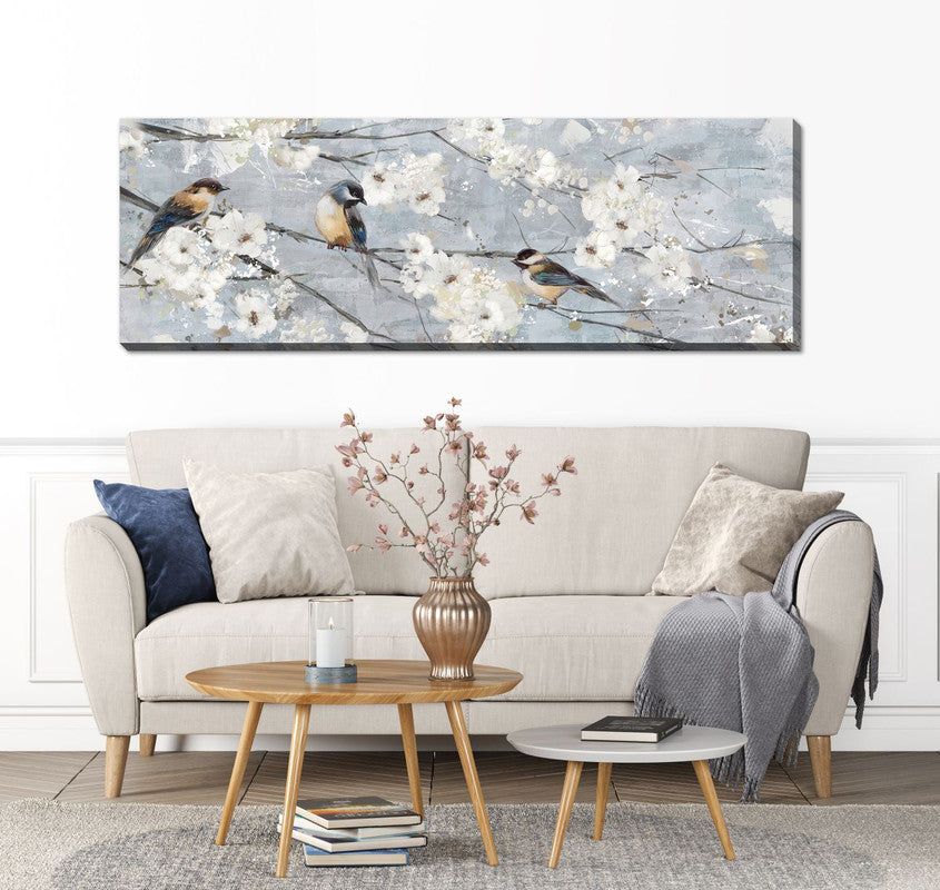 Morning Branch Wall Art - Blue/White - 59 X 20