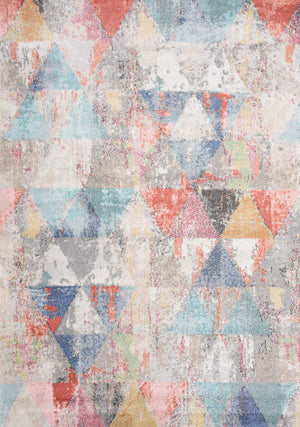 Fresco 6'7" x 9'6" Distressed Triangular Pattern Area Rug