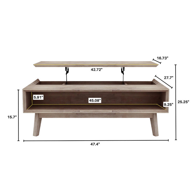 Abenra 47.5" Lift-Top Coffee Table - Grey Wash