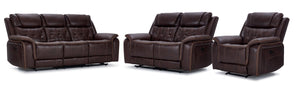 Laredo Power Reclining Sofa, Loveseat and Chair Set - Walnut