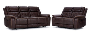 Laredo Power Reclining Sofa and Loveseat Set - Walnut