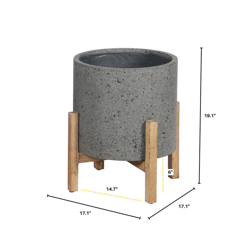 Bredgade V 17" Indoor/Outdoor Planter - Grey Stone