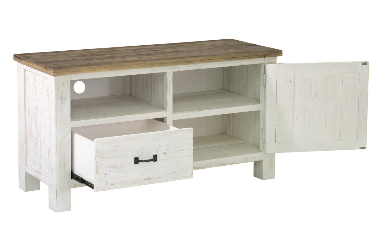 Borsgade Reclaimed Pine TV Stand - Antique White/Rustic Natural