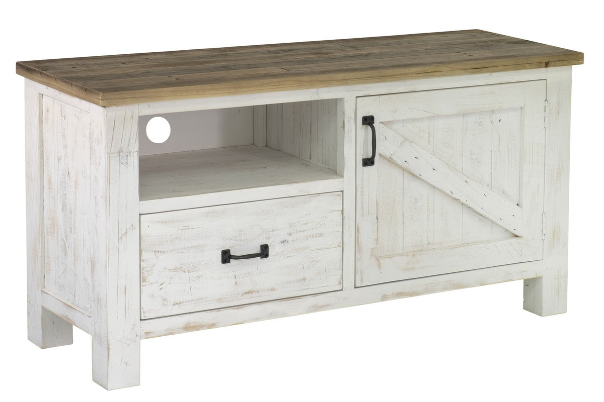 Borsgade Reclaimed Pine TV Stand - Antique White/Rustic Natural