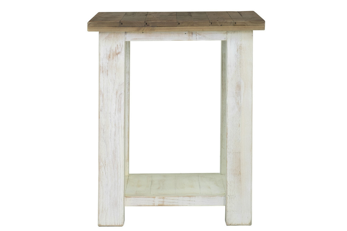 Borsgade Reclaimed Pine 17.5" End Table - Antique White/Rustic Natural