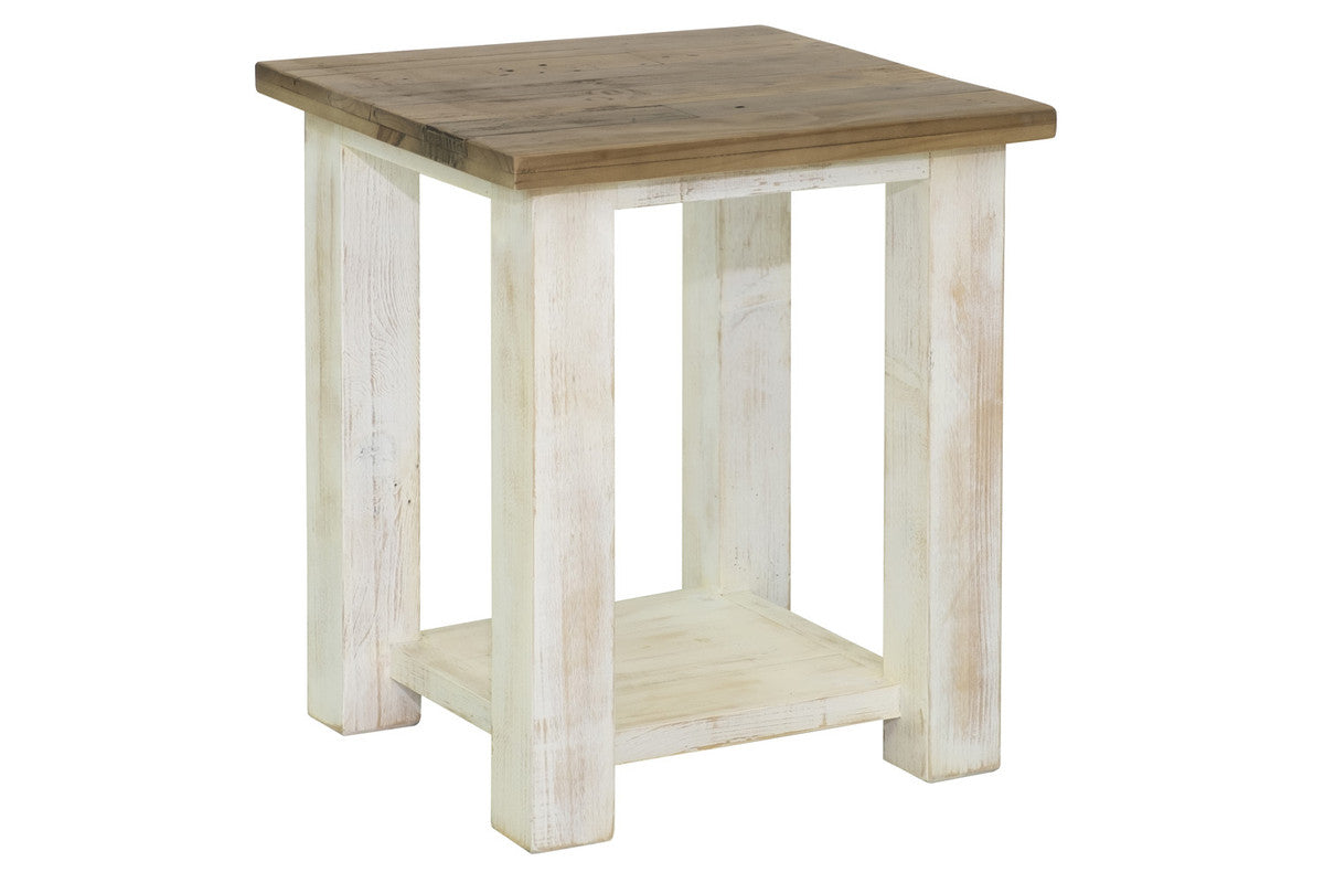 Borsgade Reclaimed Pine 17.5" End Table - Antique White/Rustic Natural