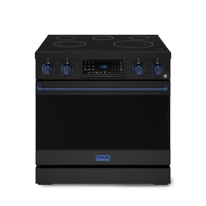 Thor Kitchen Black Stainless Steel Freestanding Professional Electric Range|Gordon Ramsay Series (6 cu.ft) - RSE36B-BLU