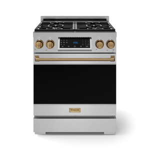 Thor Kitchen Stainless Steel Freestanding Professional Liquid Propane Gas Range|Gordon Ramsay Series (4.55 cu.ft.) - RSG30LP-BRZ