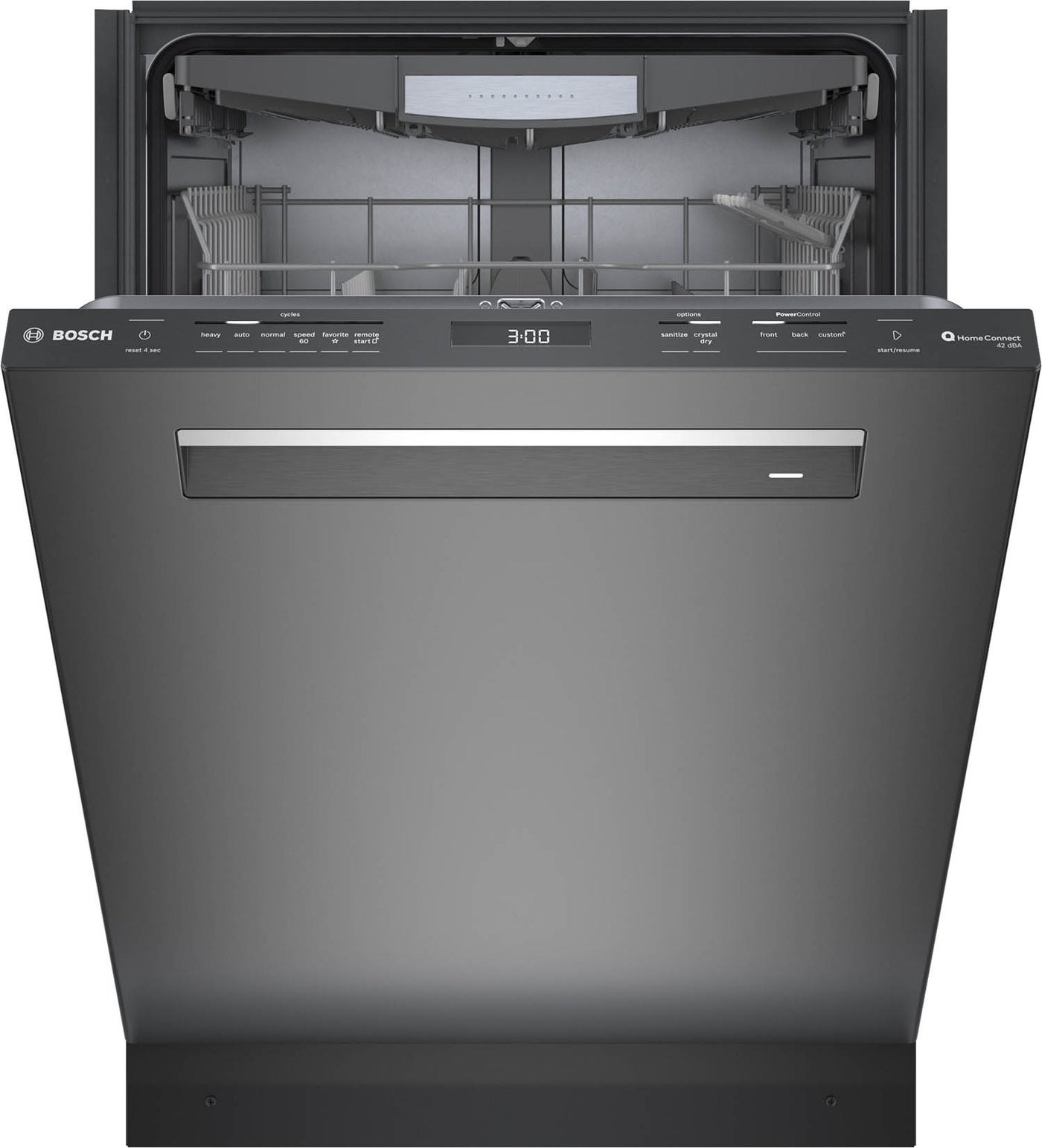 Bosch Black Stainless Steel 24" Smart Dishwasher with Home Connect, Third Rack - SHP78CM4N