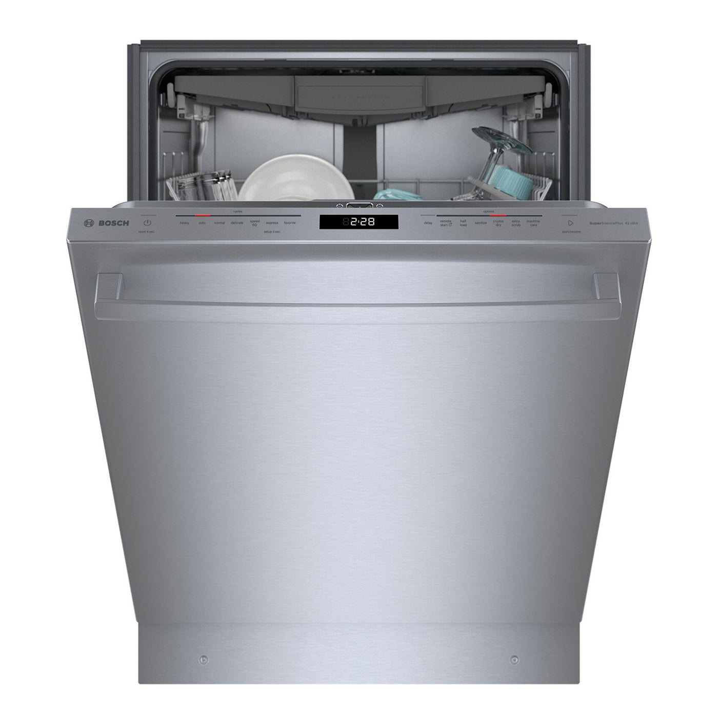 Bosch Stainless Steel 24-Inch Smart Built-In Dishwasher with Home Connect, CrystalDry, Third Rack, 42 dBA - SHX78B75UC