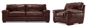 Stampede Leather Sofa and Chair Set - Hazelnut