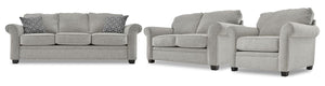 Duffield Sofa, Loveseat and Chair Set - Smoke