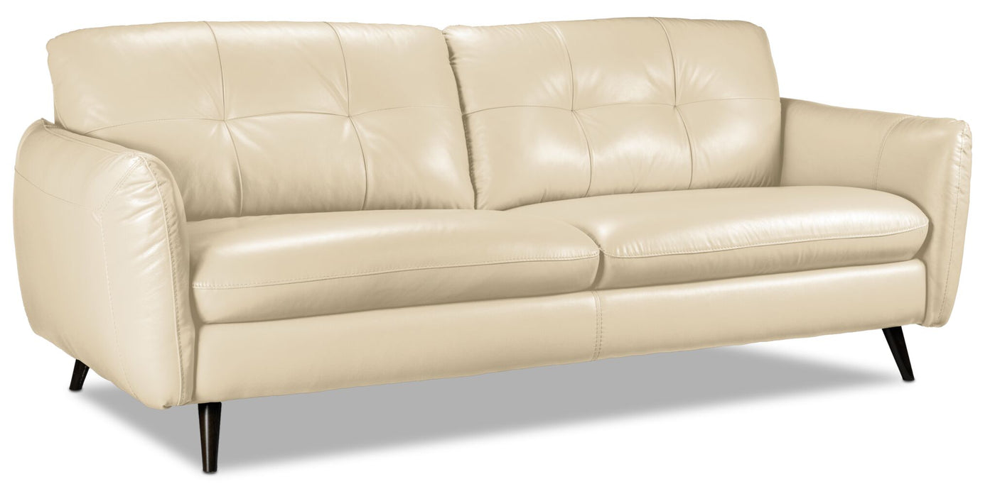 Carlino Leather Sofa and Loveseat Set- Bisque