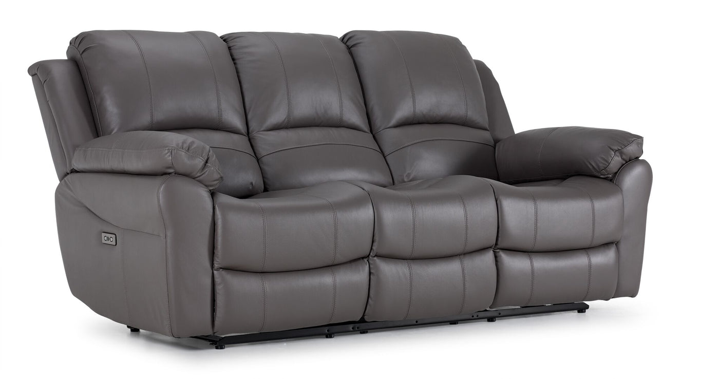 Alba Leather Power Reclining Sofa and Chair Set - Grey
